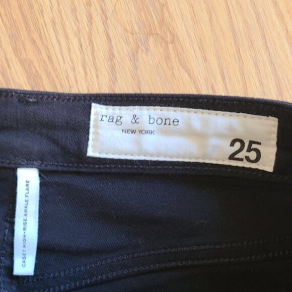 NEW! RAG & BONE CASEY HIGH RISE ANKLE FLARE JEANS BLACK STRETCH DENIM sz 25 - Picture 6 of 7